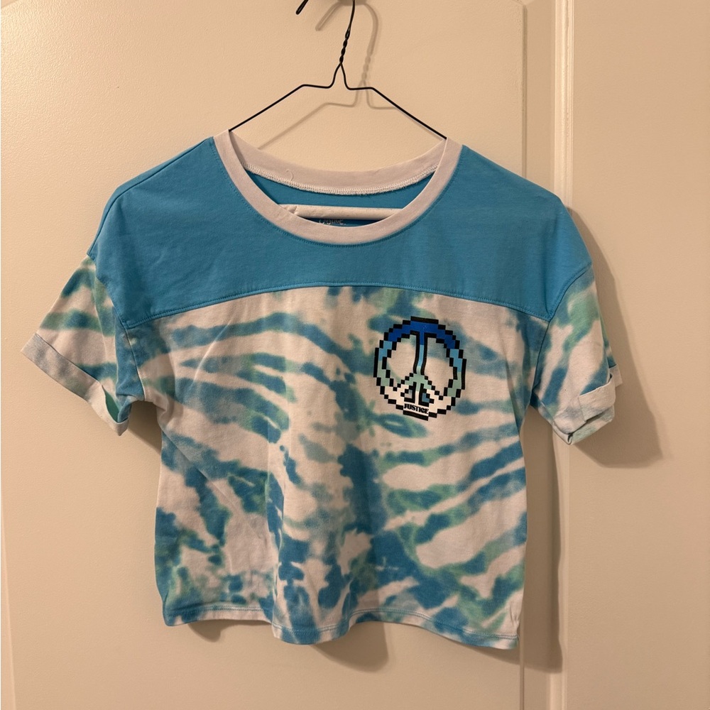 Justice Blue and White Tie-Dye Short Sleeve Tee